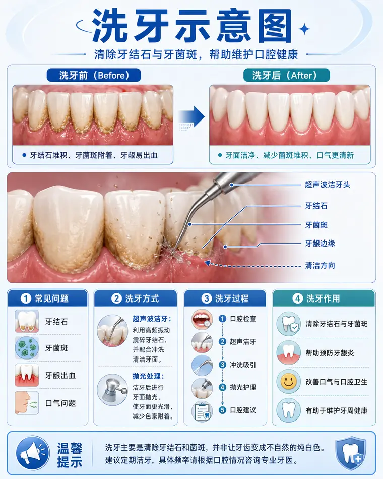 洗牙示意圖