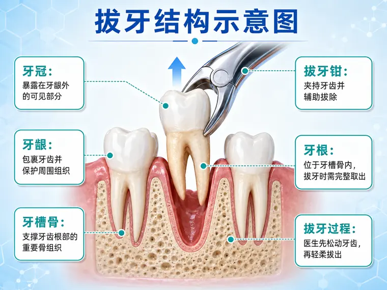 拔牙結構示意圖
