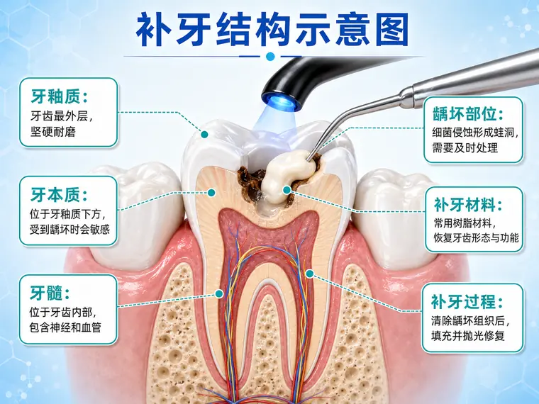 補牙結構示意圖