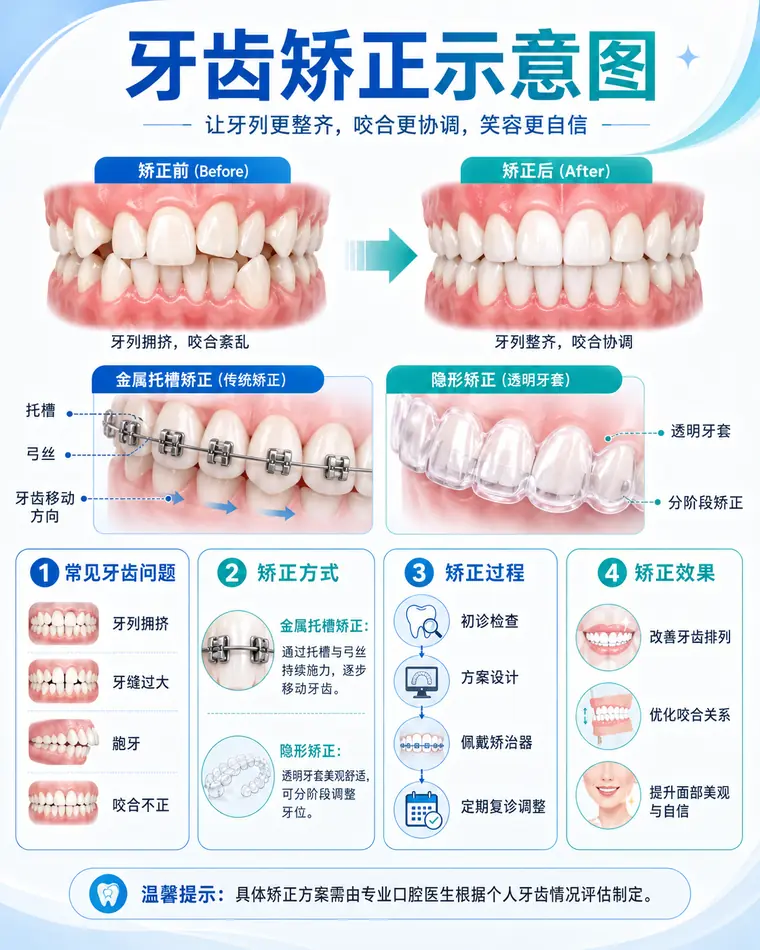 牙齒矯正示意圖