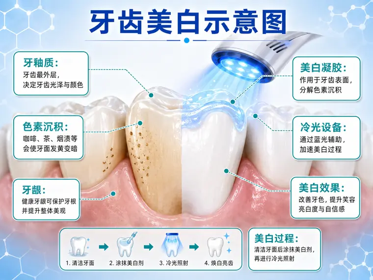 牙齒美白示意圖